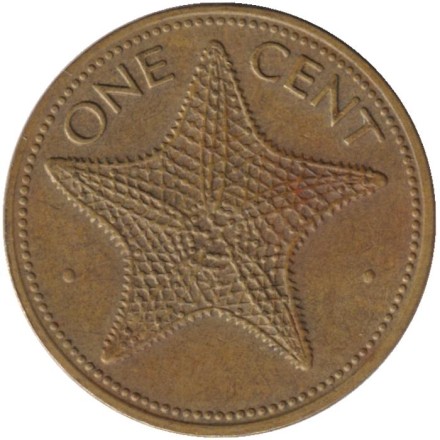 Монета 1 цент. 1974 год, Багамские острова. Морская звезда. Монета 1 цент. 1974 год, Багамские острова. Морская звезда.