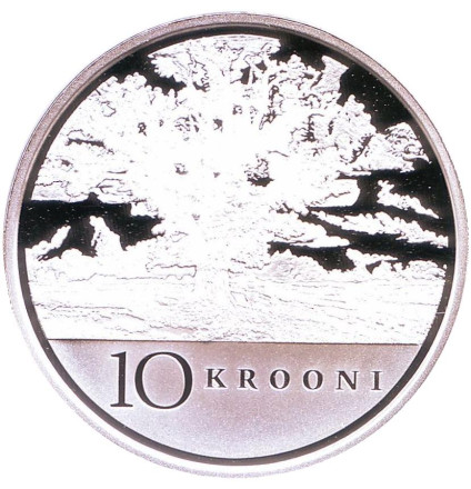 Монета 10 крон. 2008 год, Эстония. 90 лет Эстонской республике.