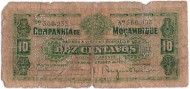 Банкнота 10 сентаво. 1933 год, Мозамбик. (перфорация "PAGO 5.11.1942"). P-R28. Банкнота 10 сентаво. 1933 год, Мозамбик. (перфорация "PAGO 5.11.1942"). P-R28.