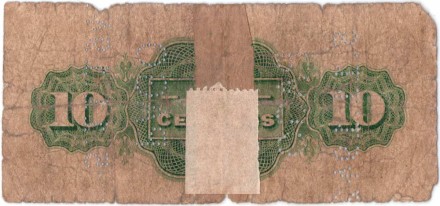 Банкнота 10 сентаво. 1933 год, Мозамбик. (перфорация "PAGO 5.11.1942"). P-R28. Банкнота 10 сентаво. 1933 год, Мозамбик. (перфорация "PAGO 5.11.1942"). P-R28.