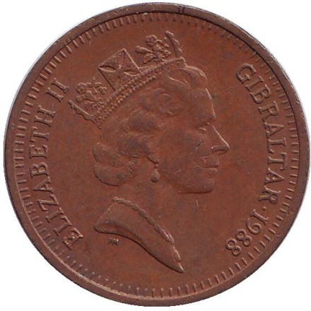 Монета 2 пенса. 1988 год, Гибралтар. Маяк. (AС).