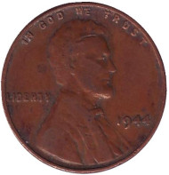 Монета 1 цент. 1944 год (P), США. Линкольн. Монета 1 цент. 1944 год (P), США. Линкольн.