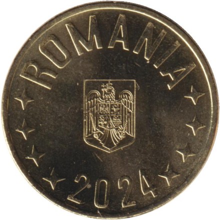 Монета 1 бан. 2024 год, Румыния. Монета 1 бан. 2024 год, Румыния.