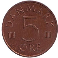Монета 5 эре. 1983 год, Дания. R;B