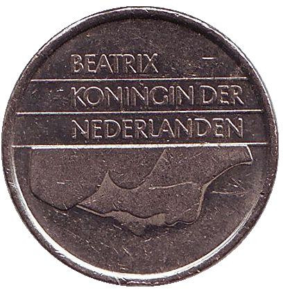 Монета 25 центов. 1986 год, Нидерланды. Монета 25 центов. 1986 год, Нидерланды.