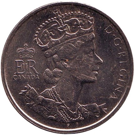 Монета 50 центов. 2002 год, Канада. 50 лет правлению Королевы Елизаветы II.