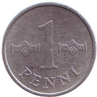 Монета 1 пенни. 1973 год, Финляндия. Монета 1 пенни. 1973 год, Финляндия.