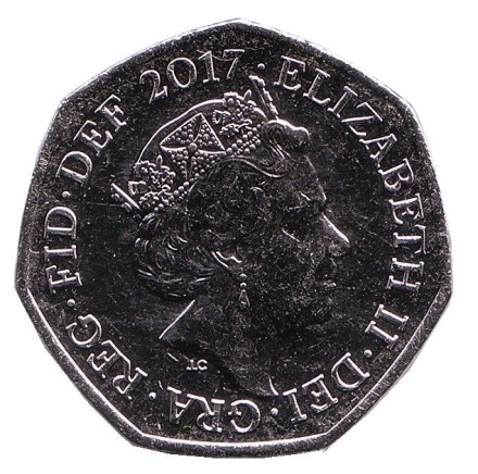 Монета 50 пенсов. 2017 год, Великобритания. Исаак Ньютон. Монета 50 пенсов. 2017 год, Великобритания. Исаак Ньютон.