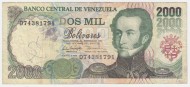 Банкнота 2000 боливаров. 1998 год, Венесуэла. Банкнота 2000 боливаров. 1998 год, Венесуэла.