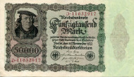 Рейхсбанкнота 50000 марок. 1922 год, Веймарская республика. Рейхсбанкнота 50000 марок. 1922 год, Веймарская республика.