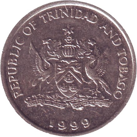 Монета 25 центов. 1999 год, Тринидад и Тобаго. Чакония. Монета 25 центов. 1999 год, Тринидад и Тобаго. Чакония.