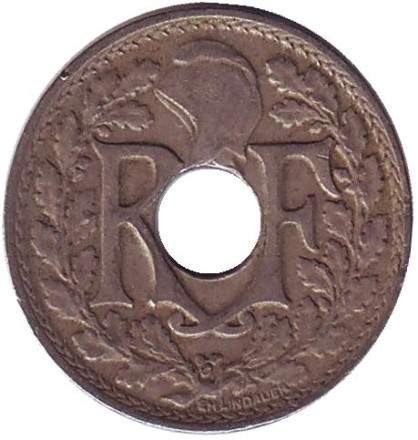 Монета 10 сантимов. 1917 год, Франция. Монета 10 сантимов. 1917 год, Франция.