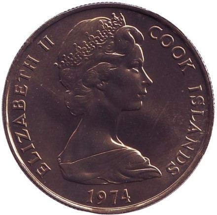 Монета 50 центов. 1974 год, Острова Кука. Тунец.