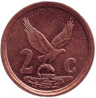 Монета 2 цента. 1997 год, ЮАР. Орёл. Монета 2 цента. 1997 год, ЮАР. Орёл.