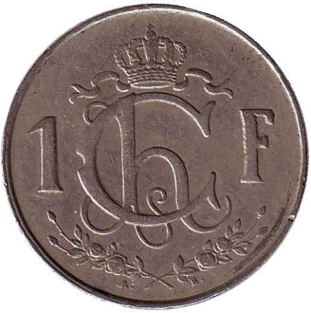 Монета 1 франк. 1957 год, Люксембург. Монета 1 франк. 1957 год, Люксембург.