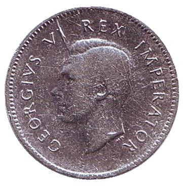 Монета 3 пенса. 1942 год, ЮАР. Монета 3 пенса. 1942 год, ЮАР.