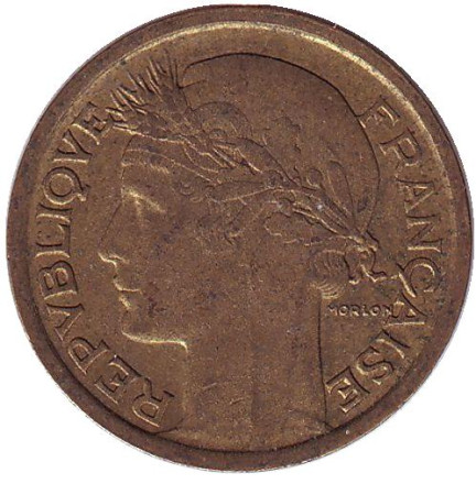 Монета 1 франк. 1938 год, Франция. Монета 1 франк. 1938 год, Франция.