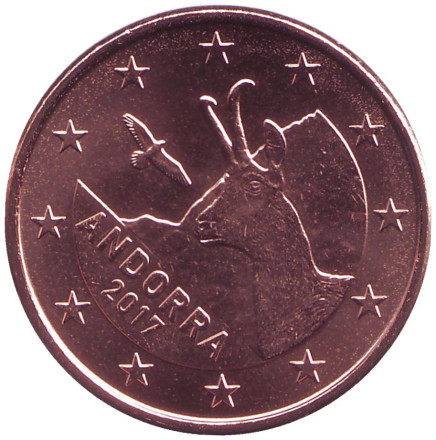 Монета 5 центов. 2017 год, Андорра. Серна.