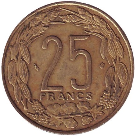 Монета 25 франков. 1998 год, Центральные Африканские Штаты. Африканские антилопы. (Западные канны). Монета 25 франков. 1998 год, Центральные Африканские Штаты. Африканские антилопы. (Западные канны).