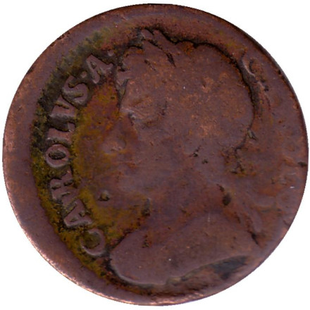 Монета 1 фартинг. 1672-1679 гг., Великобритания. Карл II.