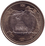 Монета 500 йен, 2009 год, Япония. Префектура Ниигата. Монета 500 йен, 2009 год, Япония. Префектура Ниигата.