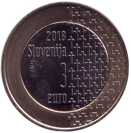 Монета 3 евро. 2018 год, Словения. 100 лет окончания Первой мировой войны.