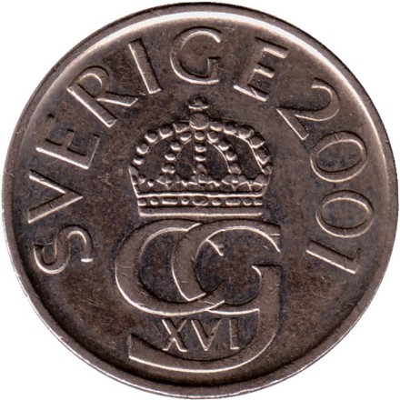 Монета 5 крон. 2001 год, Швеция. Монета 5 крон. 2001 год, Швеция.