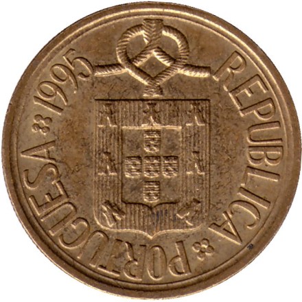 Монета 5 эскудо. 1995 год, Португалия. Монета 5 эскудо. 1995 год, Португалия.