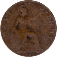 Монета 1/2 пенни. 1911 год, Великобритания. Монета 1/2 пенни. 1911 год, Великобритания.