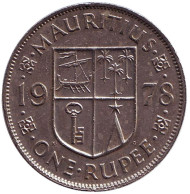 Монета 1 рупия. 1978 год, Маврикий.