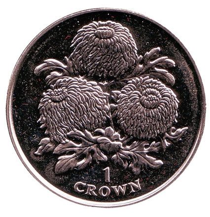 Монета 1 крона. 1998 год, Гибралтар. Хризантемы.