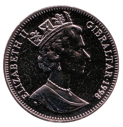 Монета 1 крона. 1998 год, Гибралтар. Хризантемы. Монета 1 крона. 1998 год, Гибралтар. Хризантемы.