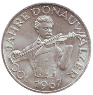 Монета 50 шиллингов. 1967 год, Австрия. 100-летие вальса "Голубой Дунай". Монета 50 шиллингов. 1967 год, Австрия. 100-летие вальса "Голубой Дунай".