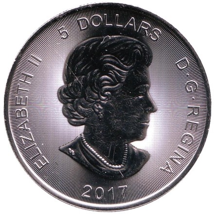 Монета 5 долларов. 2017 год, Канада. Рысь. Монета 5 долларов. 2017 год, Канада. Рысь.