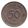 Монета 50 пфеннигов. 1980 год (D), ФРГ. Женщина, сажающая дуб. Монета 50 пфеннигов. 1980 год (D), ФРГ. Женщина, сажающая дуб.