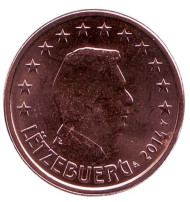 Монета 2 цента. 2014 год, Люксембург. Монета 2 цента. 2014 год, Люксембург.