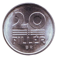 Монета 20 филлеров. 1990 год, Венгрия. BU. Монета 20 филлеров. 1990 год, Венгрия. BU.