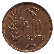 Монета 10 центов. 1925 год, Литва. XF. Монета 10 центов. 1925 год, Литва. XF.