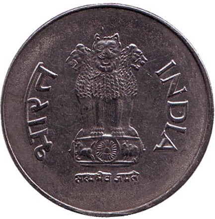 Монета 1 рупия. 2001 год, Индия. ("mk" - Кремница)