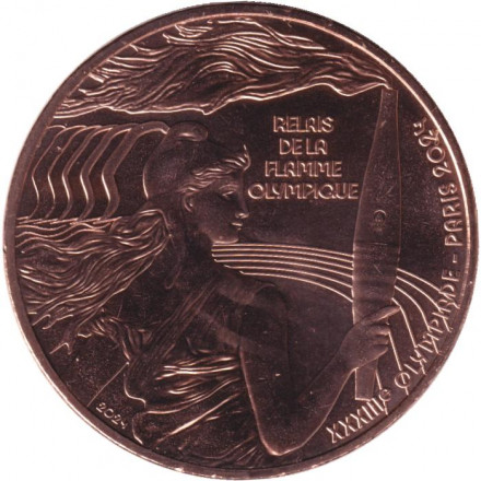 Монета 1/4 евро. 2024 год, Франция. XXXIII летние Олимпийские игры, Париж 2024. Эстафета олимпийского огня.