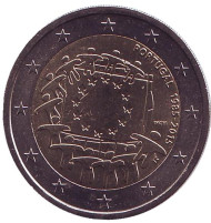 Монета 2 евро. 2015 год, Португалия. 30 лет Флагу Европы. Монета 2 евро. 2015 год, Португалия. 30 лет Флагу Европы.