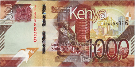 Банкнота 1000 шиллингов. 2019 год, Кения.
