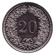 Монета 20 раппенов. 2011 год, Швейцария. Монета 20 раппенов. 2011 год, Швейцария.