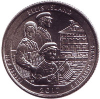 Национальный монумент острова Эллис. Монета 25 центов (D). 2017 год, США.