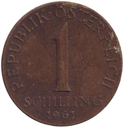 Монета 1 шиллинг. 1961 год, Австрия. Эдельвейс.