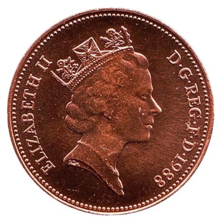 Монета 2 пенса. 1988 год, Великобритания. BU. Монета 2 пенса. 1988 год, Великобритания. BU.