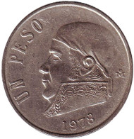 Монета 1 песо. 1978 год, Мексика. (открытая 8). Хосе Мария Морелос. Монета 1 песо. 1978 год, Мексика. (открытая 8). Хосе Мария Морелос.