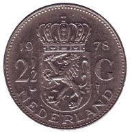 Монета 2,5 гульдена, 1978 год, Нидерланды. Монета 2,5 гульдена, 1978 год, Нидерланды.