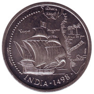 Монета 200 эскудо. 1998 год, Португалия. 500-летие открытия нового морского пути в Индию (1498). Монета 200 эскудо. 1998 год, Португалия. 500-летие открытия нового морского пути в Индию (1498).