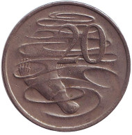 Монета 20 центов. 1973 год, Австралия. Утконос. Монета 20 центов. 1973 год, Австралия. Утконос.